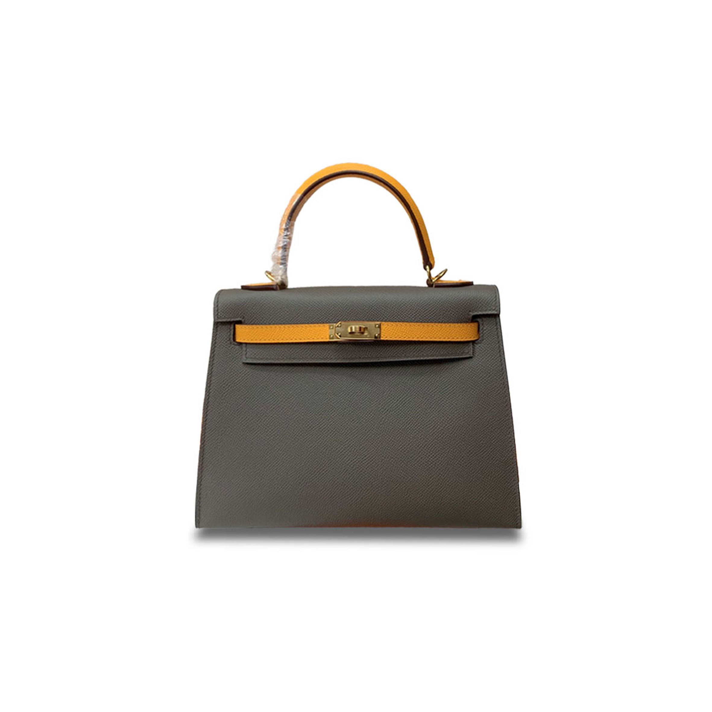 HERMÈS MASTER KELLY 25 EPSOM PEWTER GRAY SUN GOLD BUCKLE (25*17*7cm)